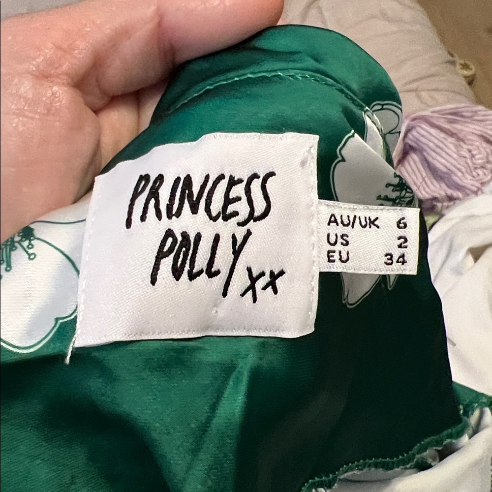 Princess Poly Green Slip Dress NEW Satin Mini Floral Strapless dress Size 0 & 2 - Picture 5 of 5